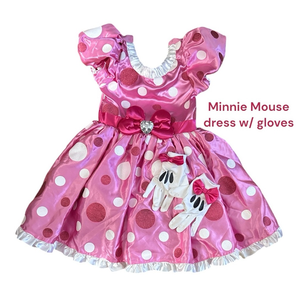 Girls Authentic Disney Minnie Mouse dress costume with gloves